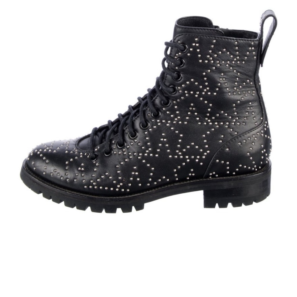 Jimmy Choo Cruz Flat Star Studded Black Ankle Boots sz 37/7
